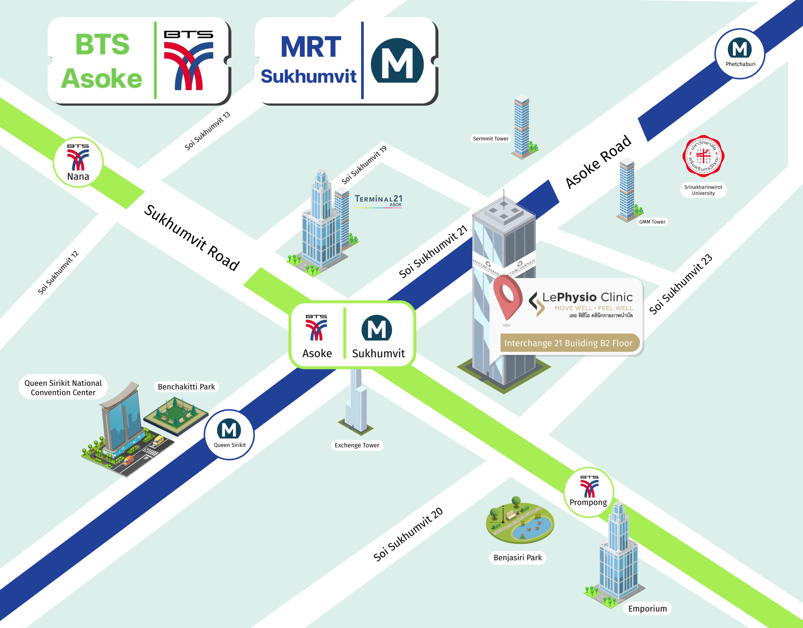 Physiotherapy clinic in Asoke at Interchange building soi sukhumvit 21